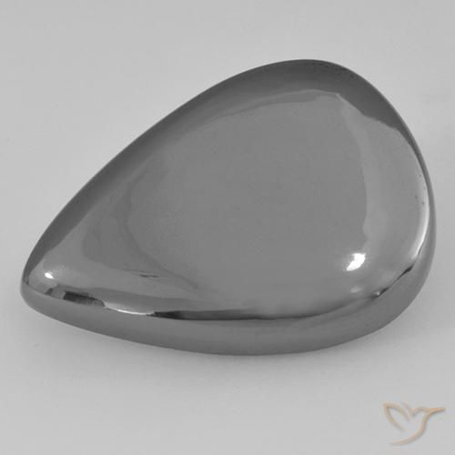 28.80ct Naturel Gris argent Hématite, En forme de poire, Opaque