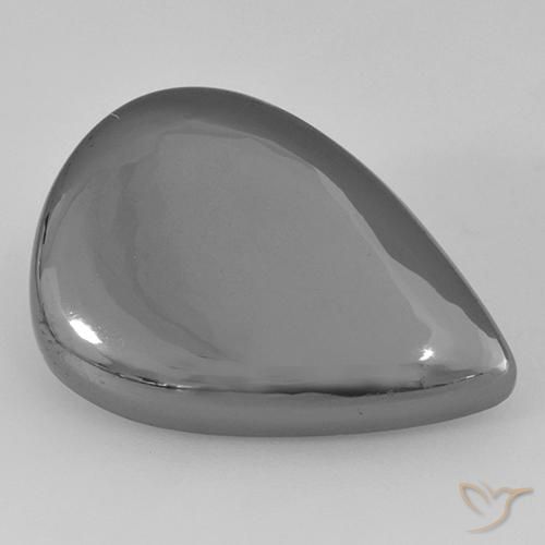 Hématite Gris argent naturelle En forme de poire, 28.80 ct, Opaque