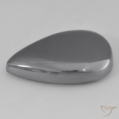 Hématite Gris argent naturelle En forme de poire, 28.80 ct, Opaque