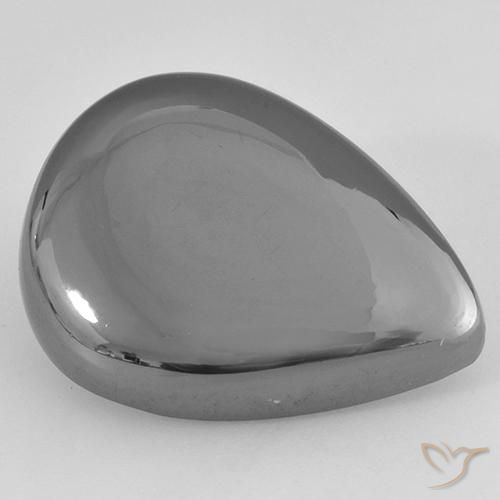 Hématite Gris moyen naturelle En forme de poire, 37.08 ct, Opaque