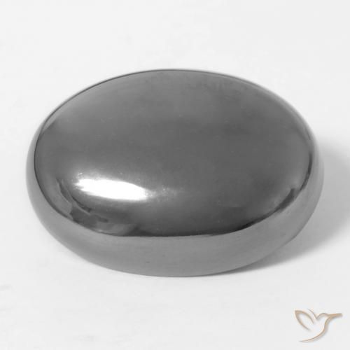 Hématite Gris argent naturelle ovale, 28.61 ct, Opaque