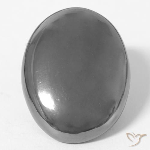 35.42ct Naturel Gris moyen Hématite, ovale, Opaque