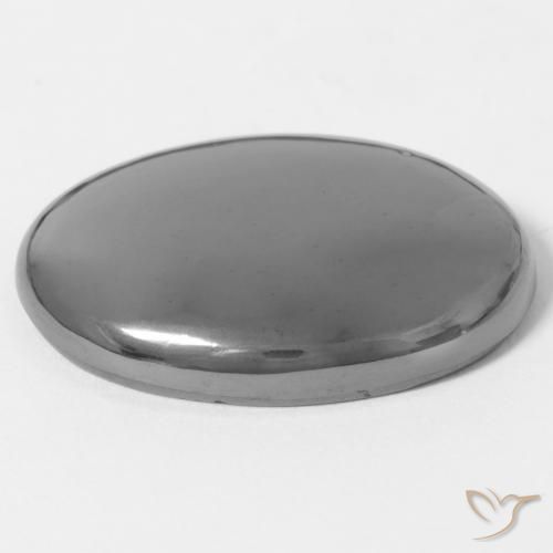 Hématite Gris moyen naturelle ovale, 35.42 ct, Opaque