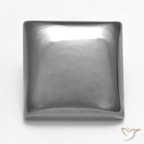 25.22ct Naturel Gris argent Hématite, Carré, Opaque