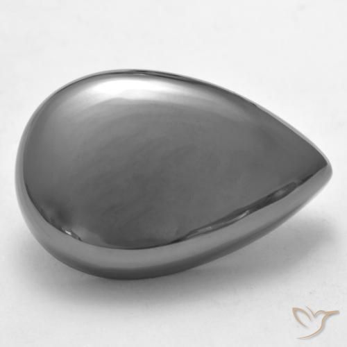 Hématite Gris moyen naturelle En forme de poire, 35.96 ct, Opaque