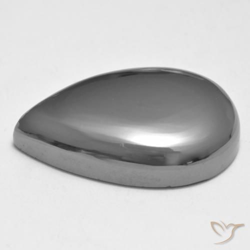 Hématite Gris moyen naturelle En forme de poire, 35.96 ct, Opaque