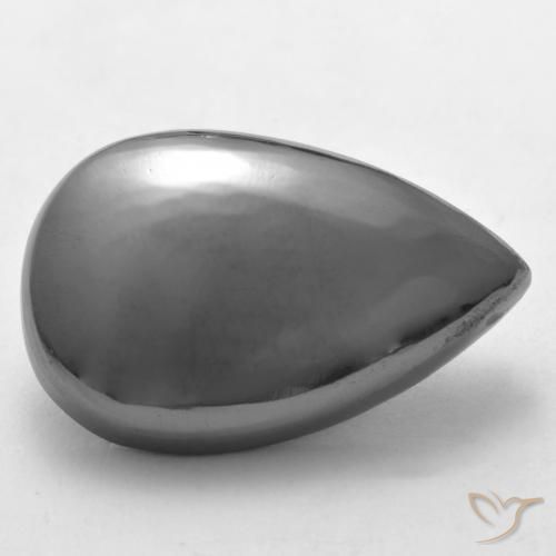 Hématite Gris argent naturelle En forme de poire, 33.32 ct, Opaque
