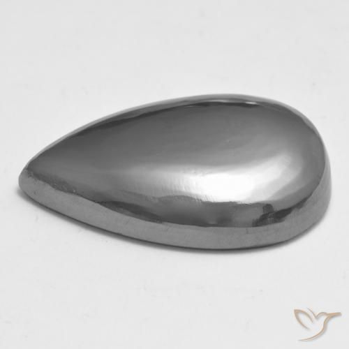 Hématite Gris argent naturelle En forme de poire, 33.32 ct, Opaque