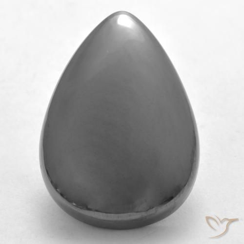 30.61ct Naturel Gris argent Hématite, En forme de poire, Opaque