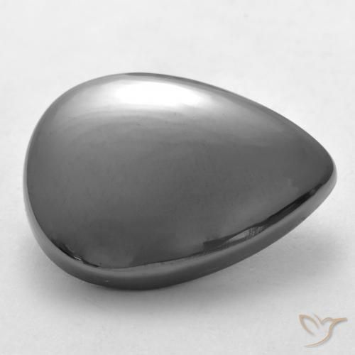 Hématite Gris argent naturelle En forme de poire, 30.61 ct, Opaque