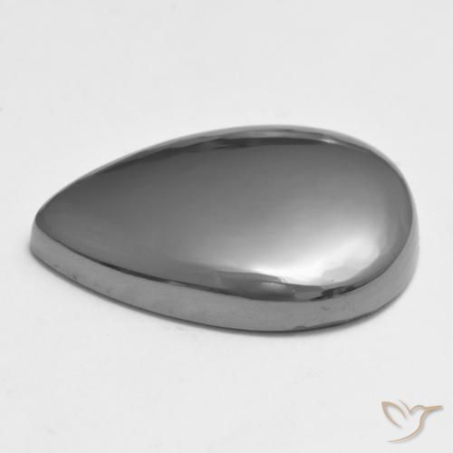 Hématite Gris argent naturelle En forme de poire, 30.61 ct, Opaque