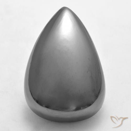 34.68ct Naturel Gris argent Hématite, En forme de poire, Opaque