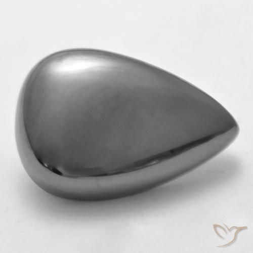 Hématite Gris argent naturelle En forme de poire, 34.68 ct, Opaque