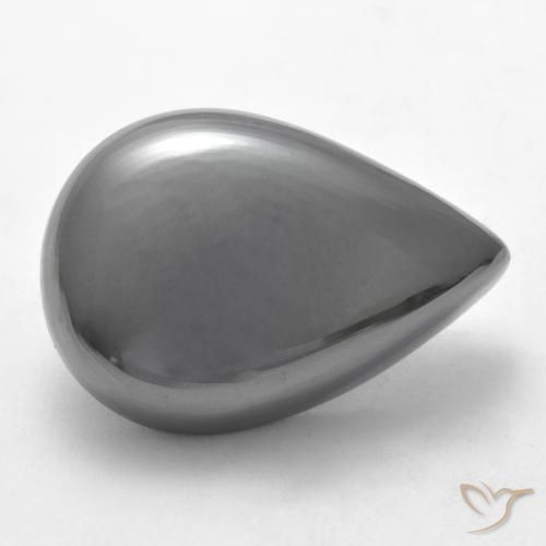 Hématite Gris moyen naturelle En forme de poire, 33.79 ct, Opaque