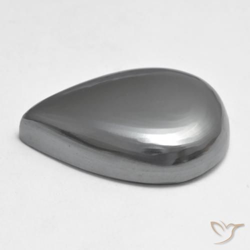 Hématite Gris moyen naturelle En forme de poire, 33.79 ct, Opaque