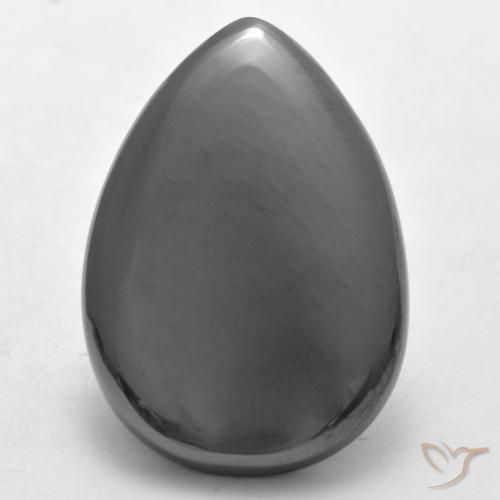 26.26ct Naturel Gris argent Hématite, En forme de poire, Opaque