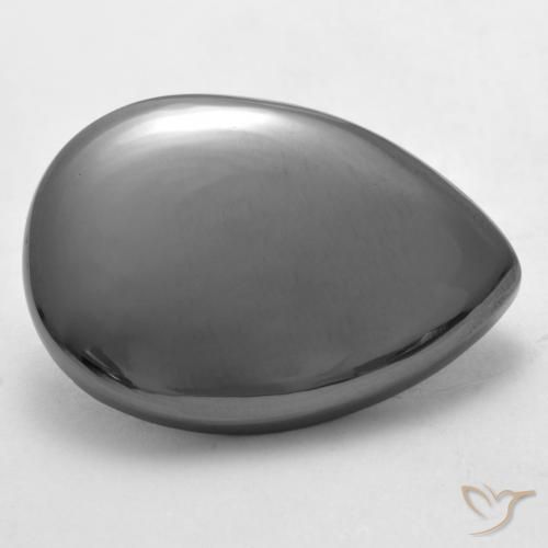 Hématite Gris argent naturelle En forme de poire, 26.26 ct, Opaque