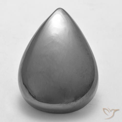 34.04ct Naturel Gris argent Hématite, En forme de poire, Opaque