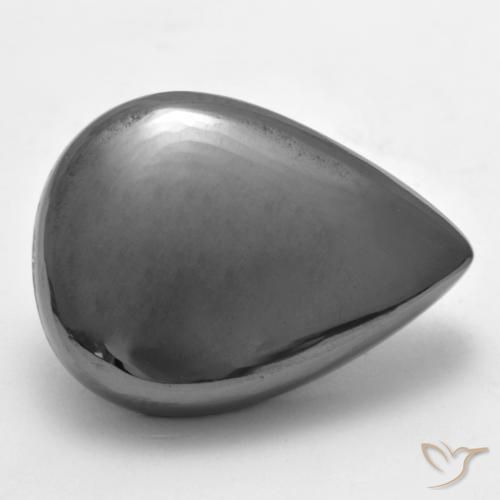 Hématite Gris argent naturelle En forme de poire, 34.04 ct, Opaque