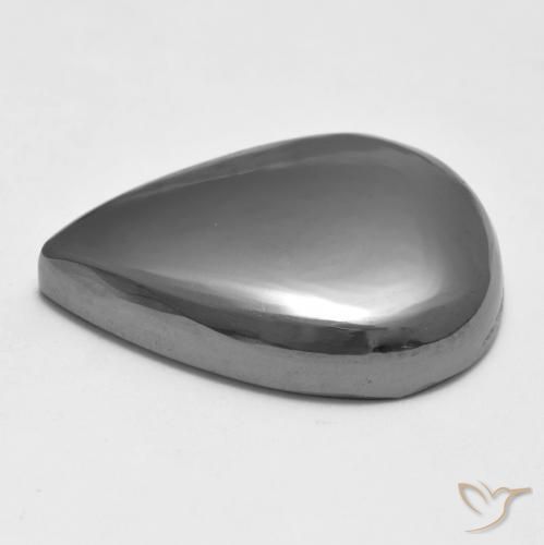Hématite Gris argent naturelle En forme de poire, 34.04 ct, Opaque