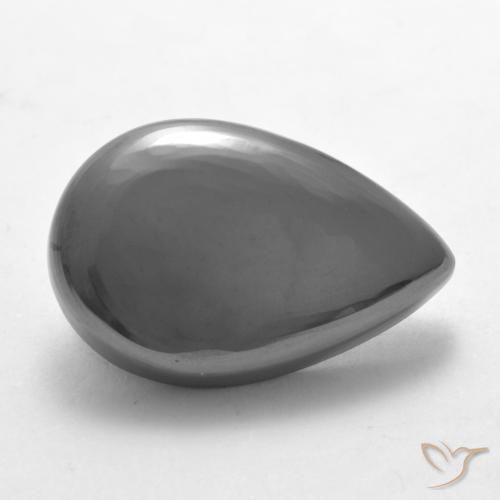 Hématite Gris argent naturelle En forme de poire, 19.33 ct, Opaque