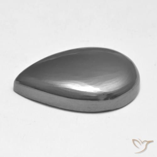 Hématite Gris argent naturelle En forme de poire, 19.33 ct, Opaque