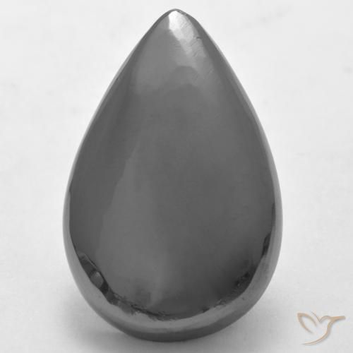 27.12ct Naturel Gris argent Hématite, En forme de poire, Opaque