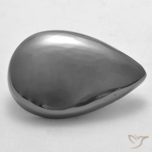 Hématite Gris argent naturelle En forme de poire, 27.12 ct, Opaque