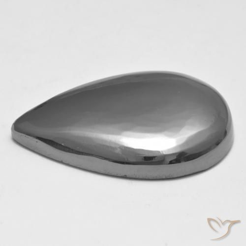 Hématite Gris argent naturelle En forme de poire, 27.12 ct, Opaque
