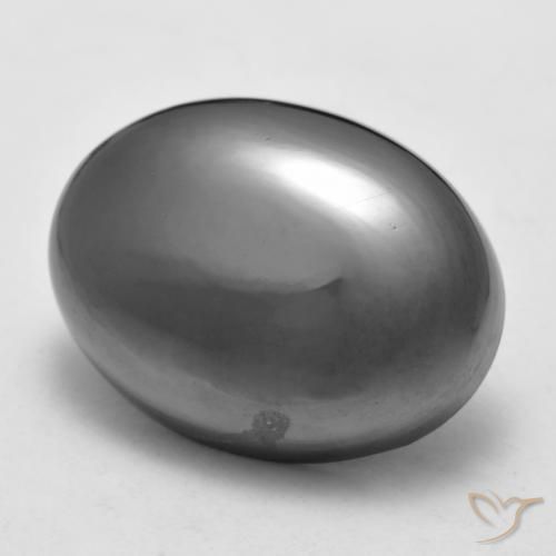 Hématite Gris argent naturelle Coupe ovale, 40.76 ct, Opaque