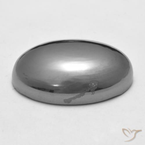 Hématite Gris argent naturelle Coupe ovale, 40.76 ct, Opaque