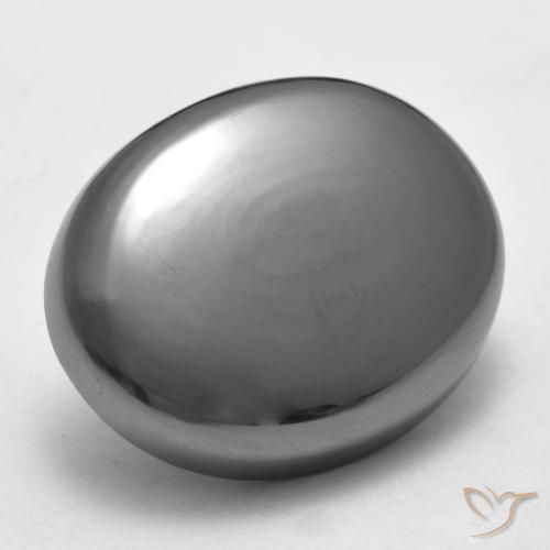 Hématite Gris moyen naturelle ovale, 33.23 ct, Opaque