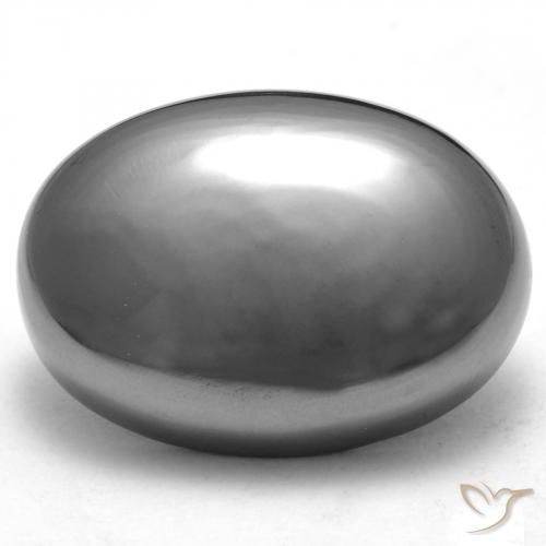 29.63ct Naturel Gris argent Hématite, ovale, Opaque
