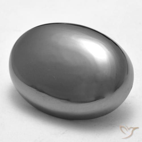 Hématite Gris argent naturelle ovale, 29.63 ct, Opaque