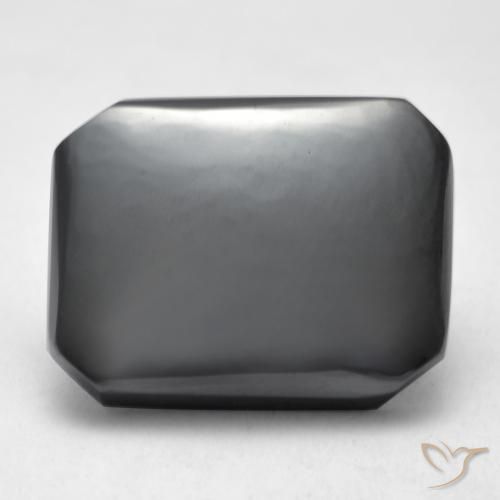 14.86ct Naturel Gris moyen Hématite, Taille émeraude, Opaque
