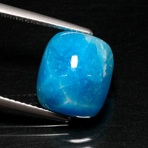 Hémimorphite bleue naturelle coupe coussin, 8,31 ct, opaque
