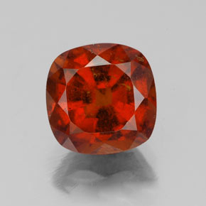 Grenat hessonite orange naturelle coupe coussin, 3,08 ct, VS
