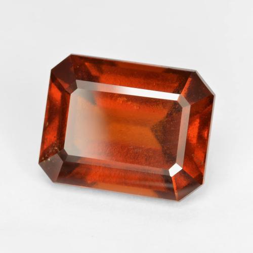 Grenat hessonite rouge naturelle taille émeraude, 8,89 ct, VS