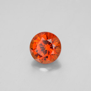 Grenat hessonite orange naturelle coupe roude, 1,15 ct, VS
