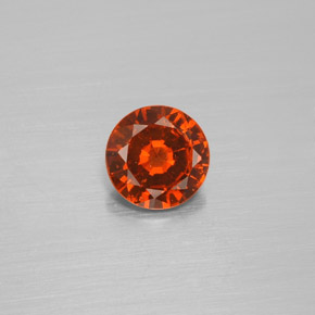 Grenat hessonite orange naturelle coupe roude, 1,21 ct, VS