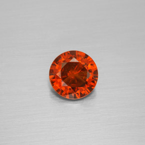 Grenat hessonite orange naturelle coupe roude, 1,36 ct, VS