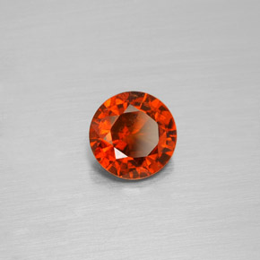 Grenat hessonite orange naturelle coupe roude, 1,36 ct, VS