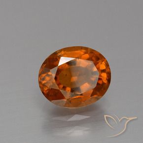Grenat Hessonite Orange rougeâtre naturelle ovale, 2.11 ct, VS-SI