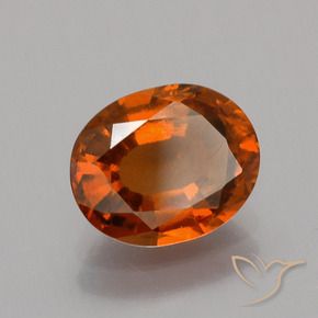 Grenat Hessonite Orange rougeâtre naturelle ovale, 1.76 ct, VS