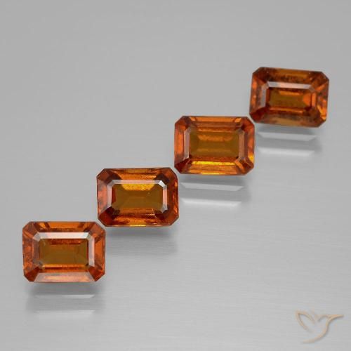 5.00ctw Naturel Orange moyen Grenat Hessonite, Taille émeraude, VS