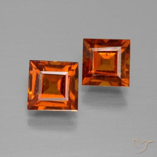 2.64ctw Naturel Orange rougeâtre Grenat Hessonite, Carré, VS-SI