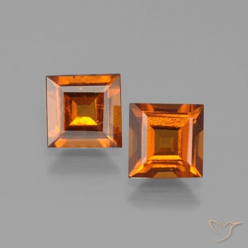 2.17ctw Naturel Orange foncé Grenat Hessonite, Carré, VS