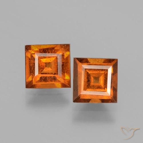 2.28ctw Naturel Orange foncé Grenat Hessonite, Carré, VS
