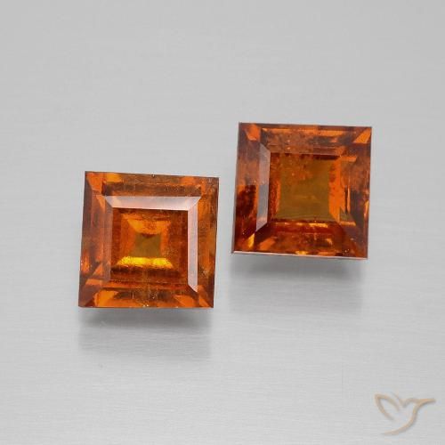 3.25ctw Naturel Orange foncé Grenat Hessonite, Carré, VS-SI