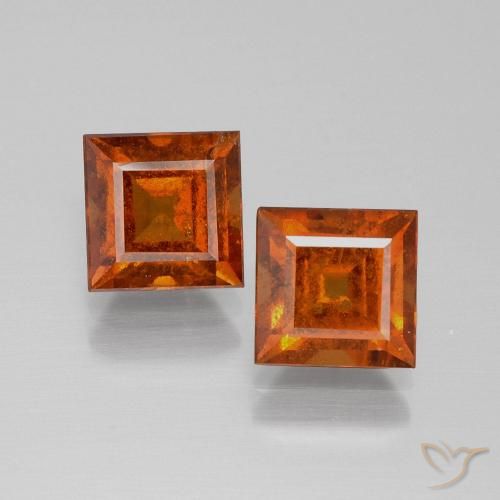 4.08ctw Naturel Orange moyen Grenat Hessonite, Carré, VS-SI